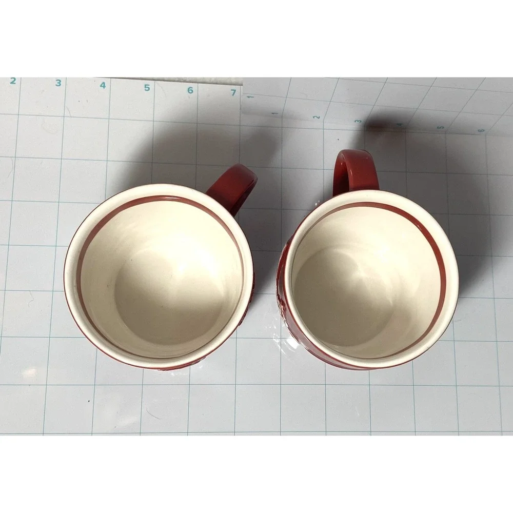2 Starbucks Coffee Cups Mugs Penguin Tree 2007 Snow Winter Christmas Red White